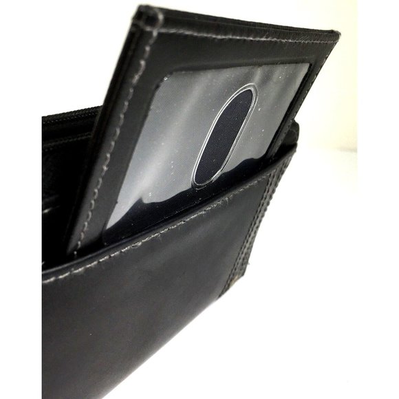 Buxton Black Leather Multicompartment Zip Clutch Wallet - Picture 7 of 12